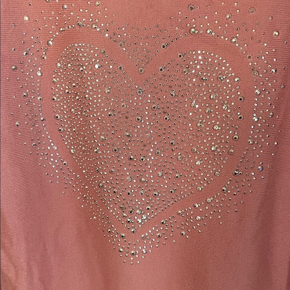 Women’s Rose Pink Heart Embellished Sweater